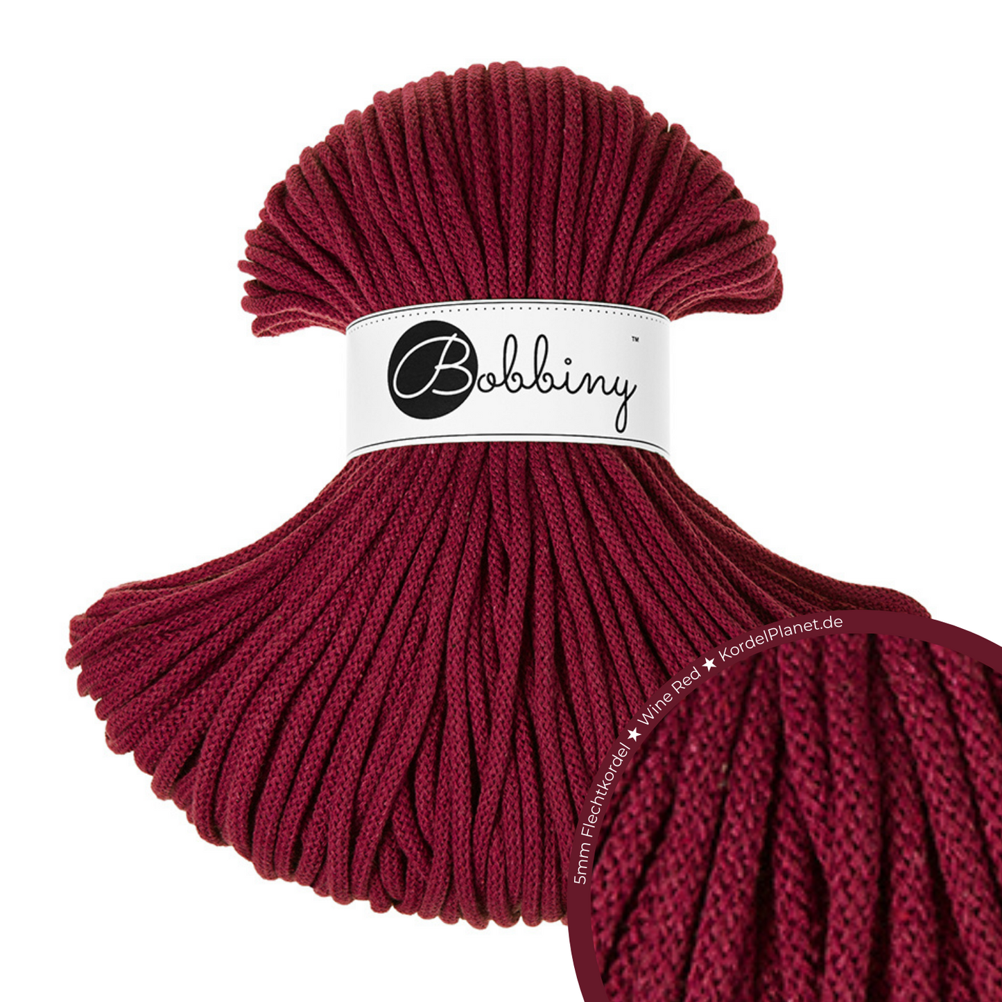 Bobbiny Flechtkordel Wine Red Ø 5 mm