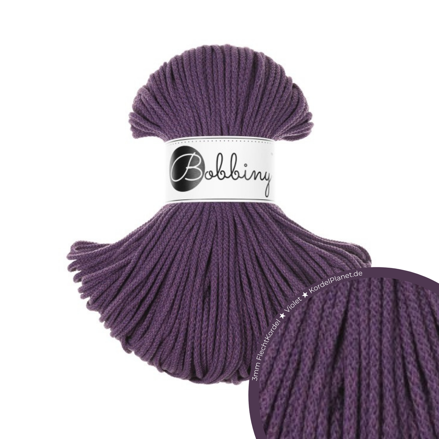 Bobbiny Flechtkordel Violet Ø 3 mm