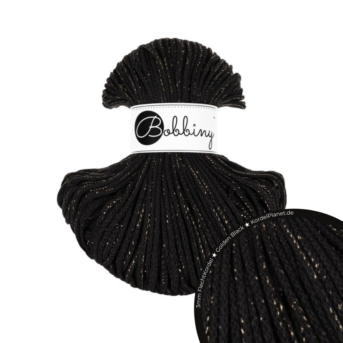 Bobbiny Flechtkordel Golden Black Ø 3 mm